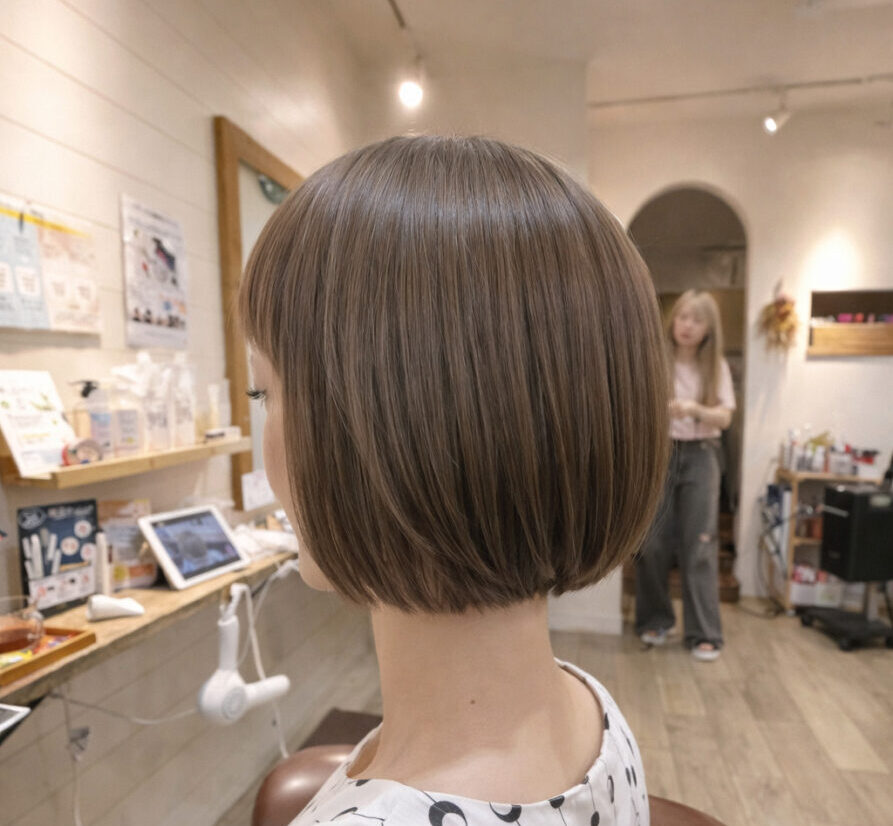 まとまりとツヤを大切にした、上品なミニボブスタイル |スノードロップ 美容室 スタッフブログ